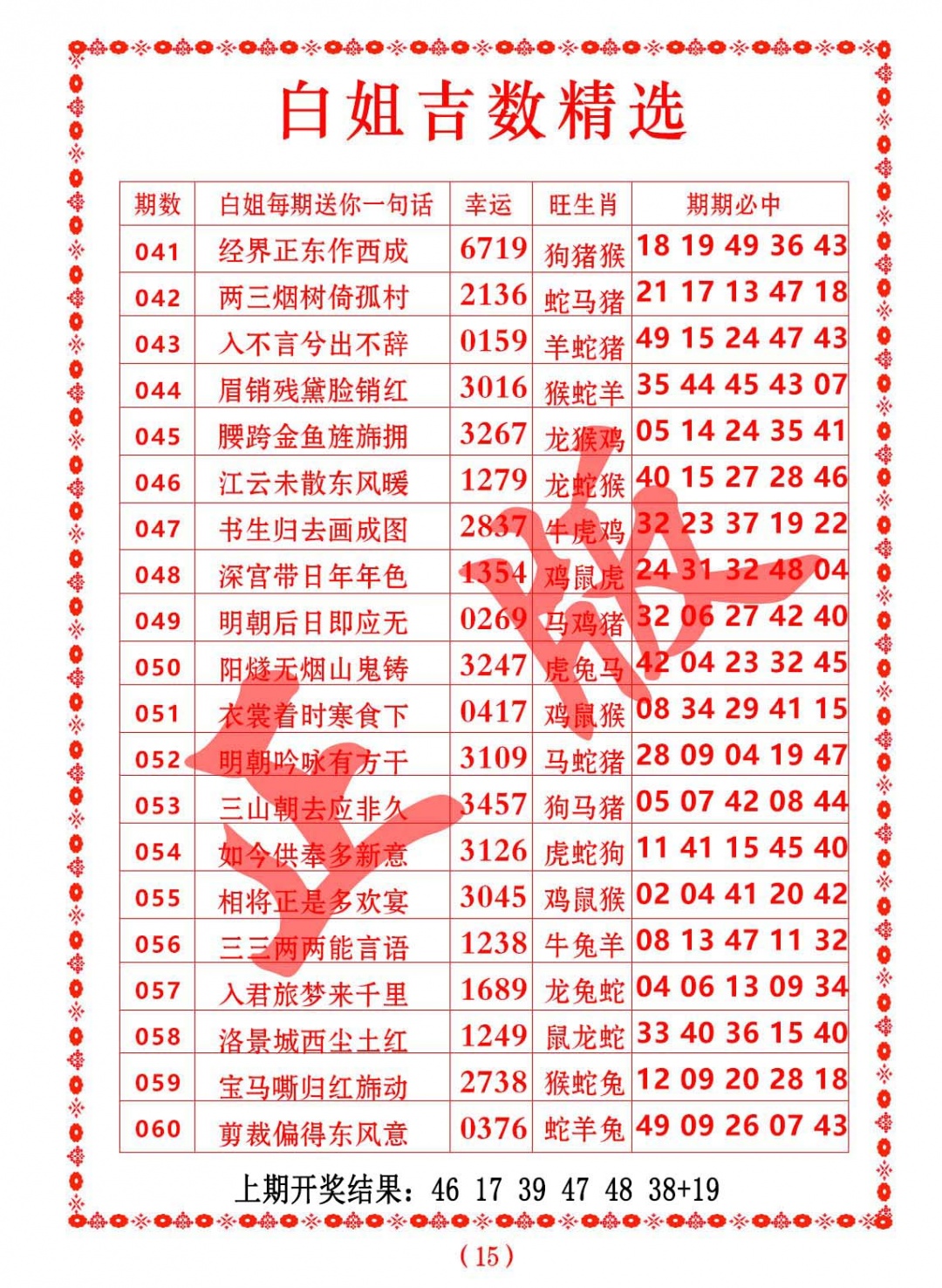 045期白姐吉数精选[图]