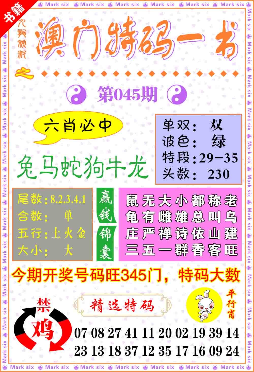 045期澳门特码一书[图]