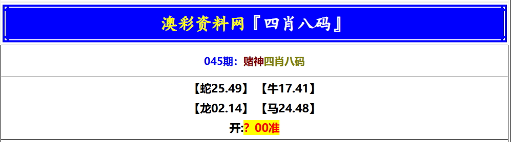 045期赌神四肖八码[图]