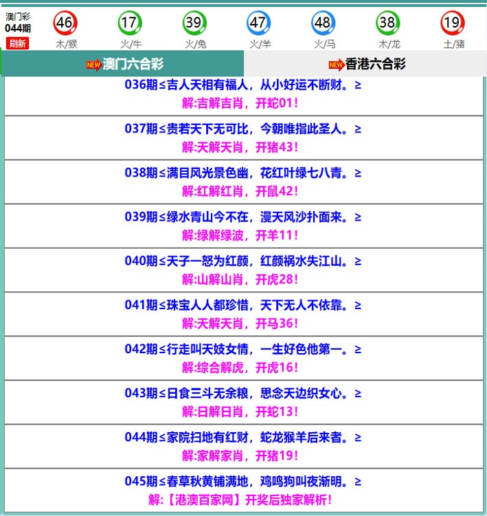 045期百家网玄机[图]